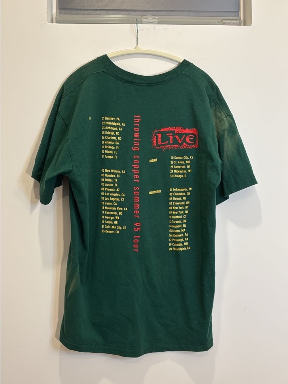 Vintage 1995 Live Throwing Copper Summer Tour Shirt XL Green Anvil Single Stitch - Picture 2 of 7